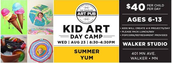 Aug 23 | Walker, Kid Art Day Camp • 8:30am-4:30pm - Walker, MN