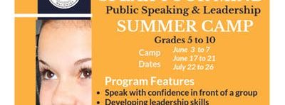 Speak Your Mind: Public Speaking and Leadership Summer Camp (July 22 to July 26) Coppell